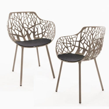Fast Forest Gartensessel 2er-Set, taupe pulverbeschichtet Inkl. 2 Auflagen anthrazit im Sale